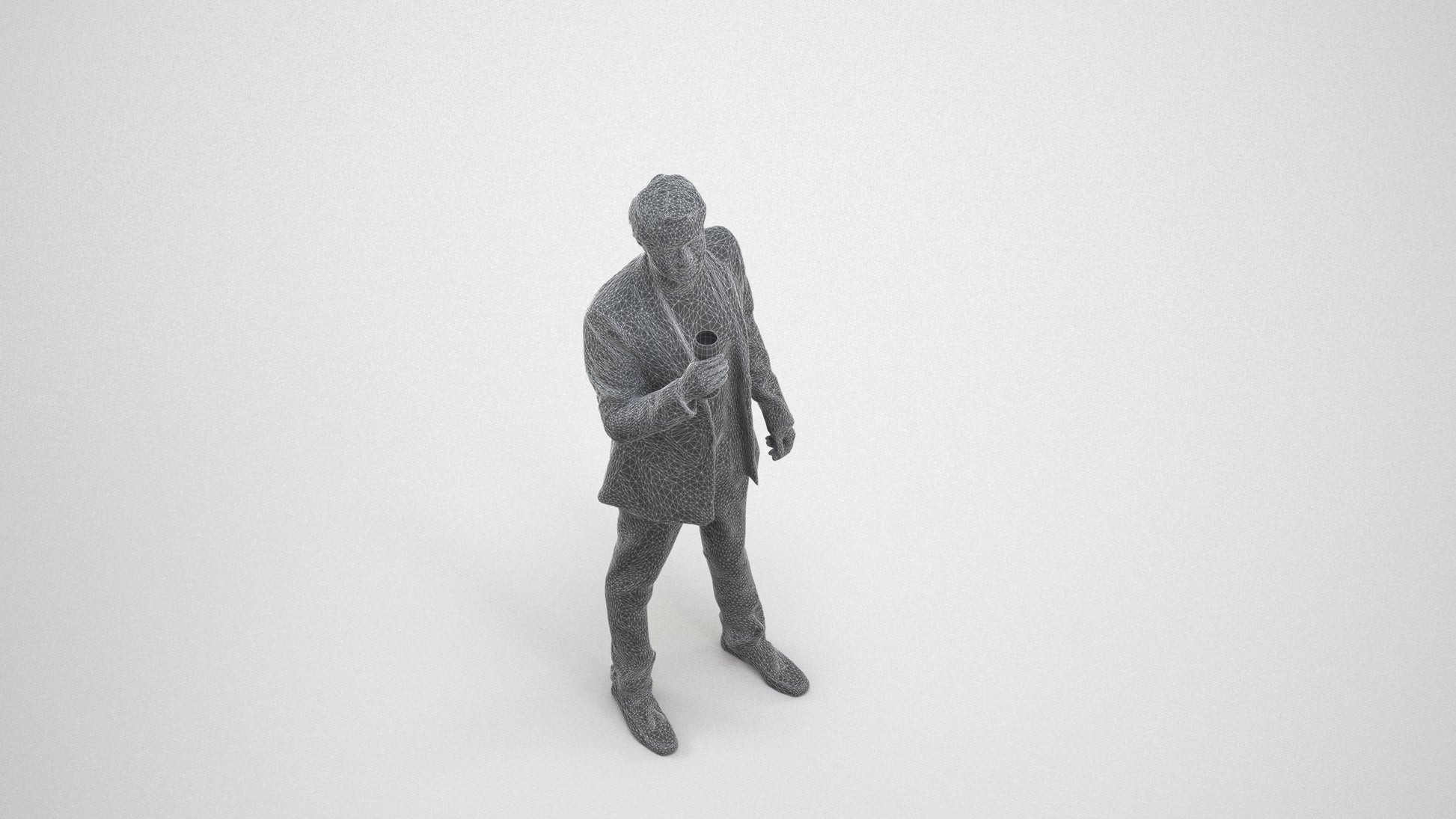 scanned 3D man formal formalaffairs, photogrammetry people for Enscape and V-Ray, wireframe three-quarter view