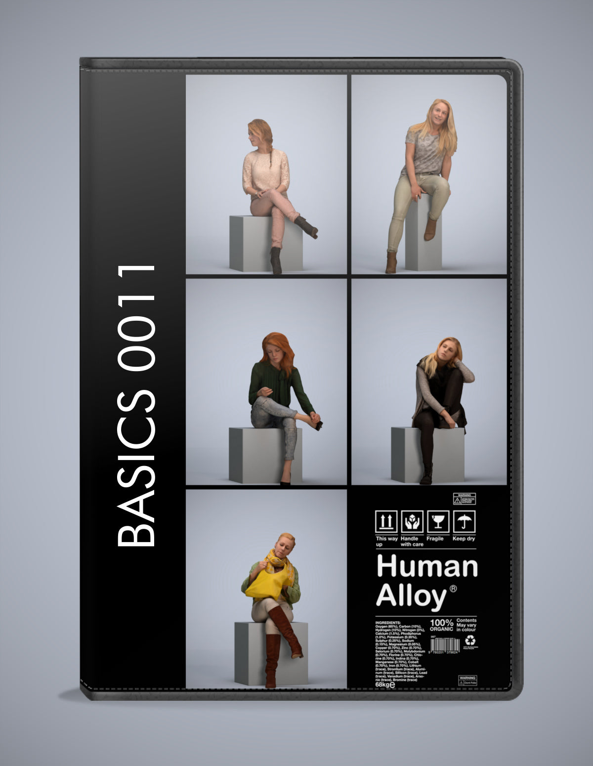 photogrammetry 3D people sitting collection, 5 realistic human models archviz FBX