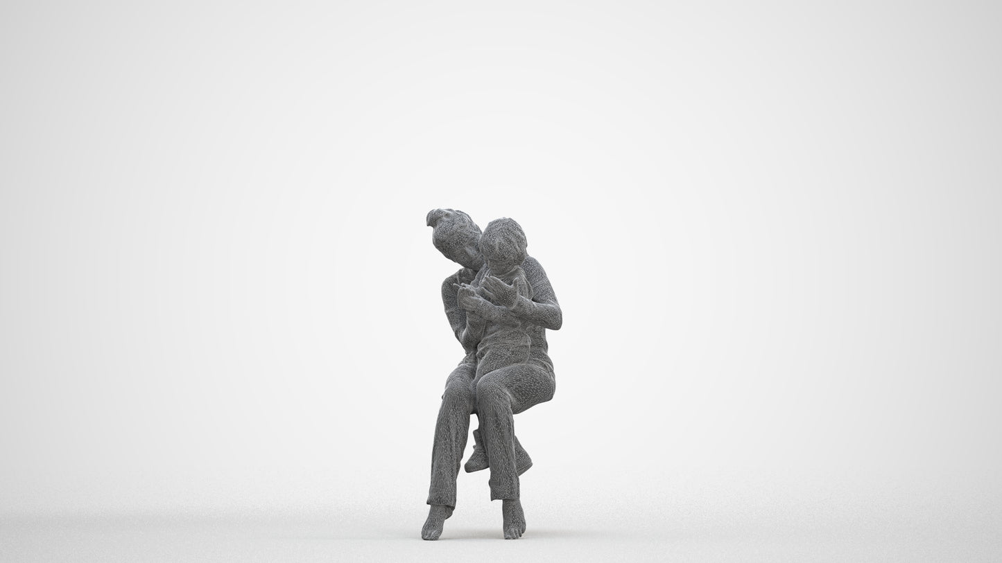 realistic 3D human girl kids, archviz people FBX OBJ for Blender, three-quarter front view render