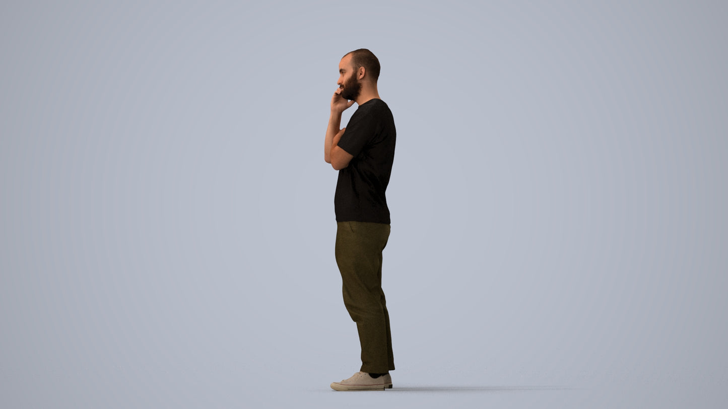 realistic 3D people man casual standing, render-ready for V-Ray and Corona, FBX OBJ, three-quarter view render