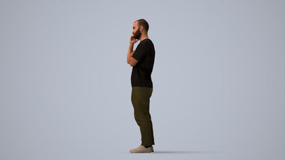 realistic 3D people man casual standing, render-ready for V-Ray and Corona, FBX OBJ, three-quarter view render