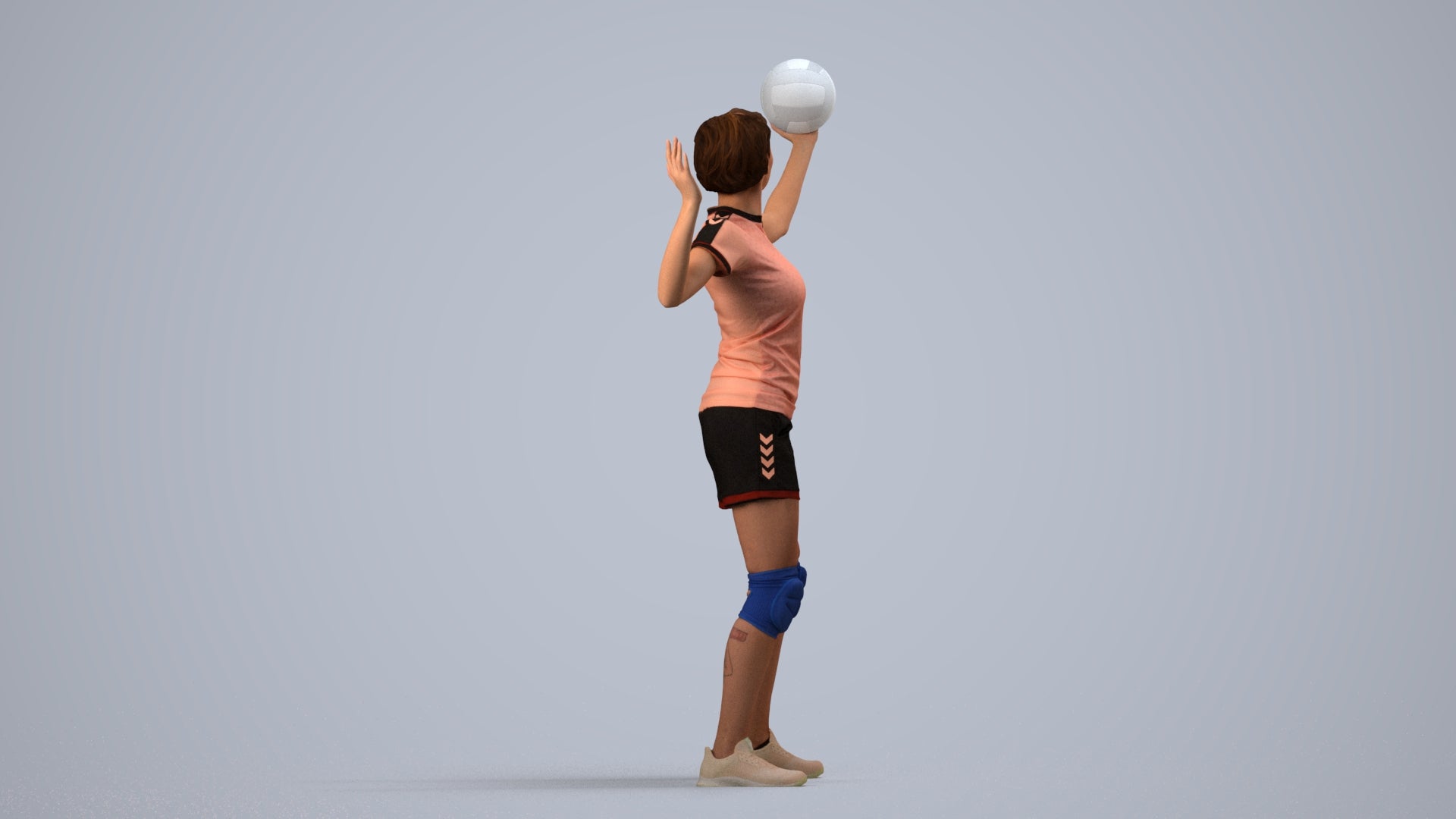 realistic 3D people woman sport, render-ready for V-Ray and Corona, FBX OBJ, side view render