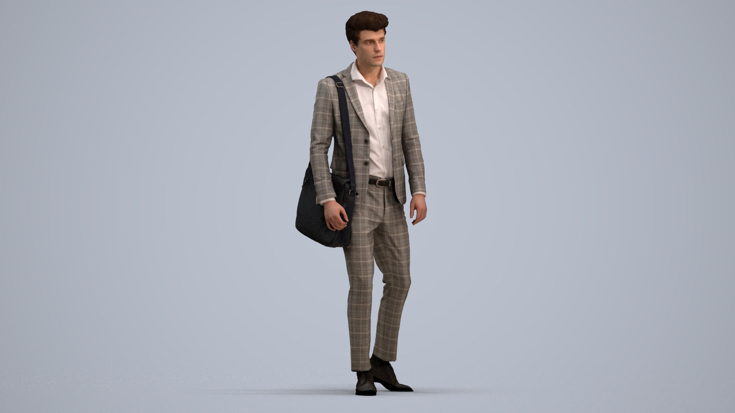 scanned 3D man business, photogrammetry people for Enscape and V-Ray, standing pose render