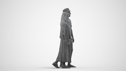 realistic 3D human woman couple, archviz people FBX OBJ for Blender, wireframe side view