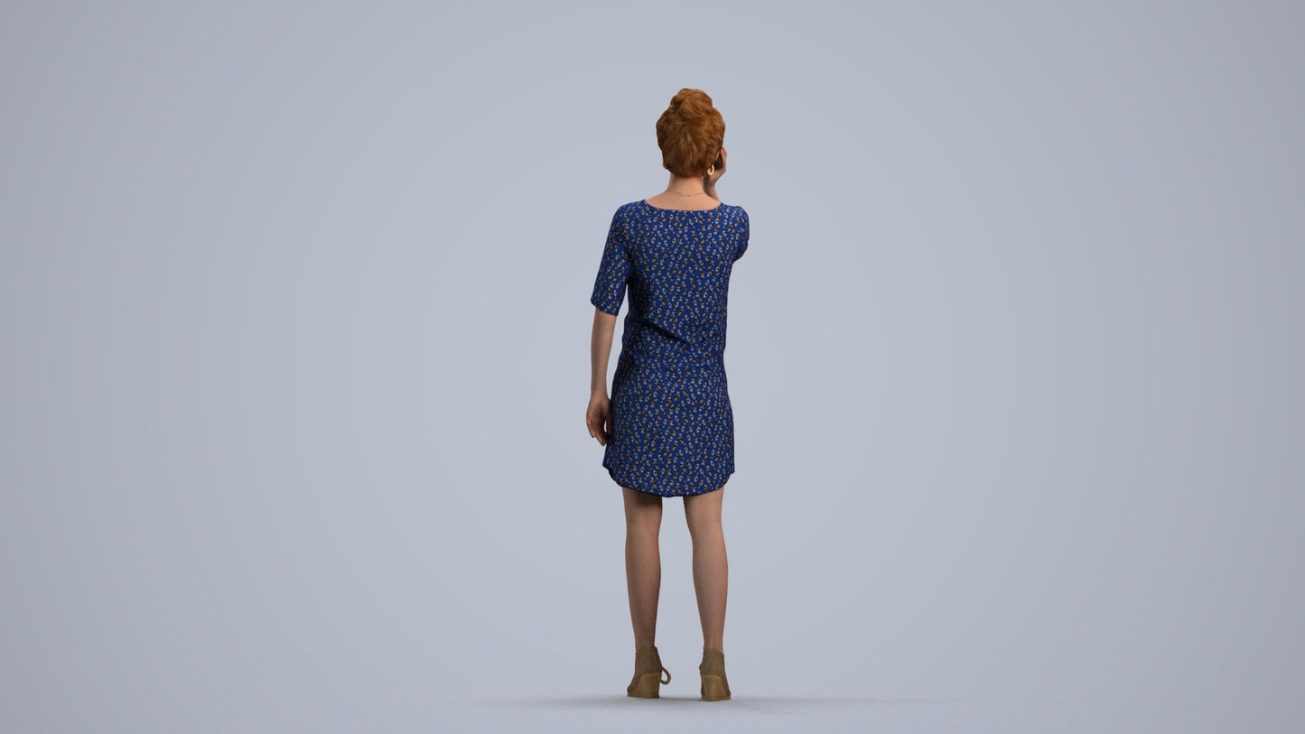scanned 3D woman casual standing, photogrammetry people for Enscape and V-Ray, front view render