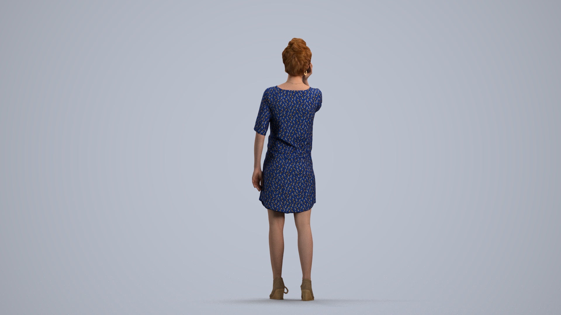 scanned 3D woman casual standing, photogrammetry people for Enscape and V-Ray, front view render