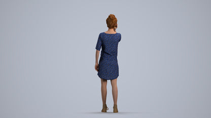 scanned 3D woman casual standing, photogrammetry people for Enscape and V-Ray, front view render