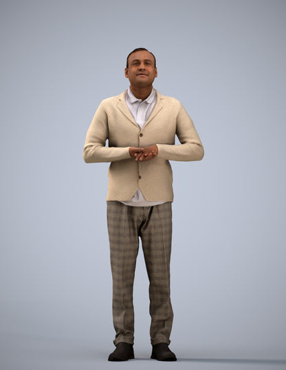 3D scanned man standing business, photorealistic archviz people for Enscape and SketchUp