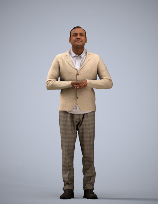 3D scanned man standing business, photorealistic archviz people for Enscape and SketchUp