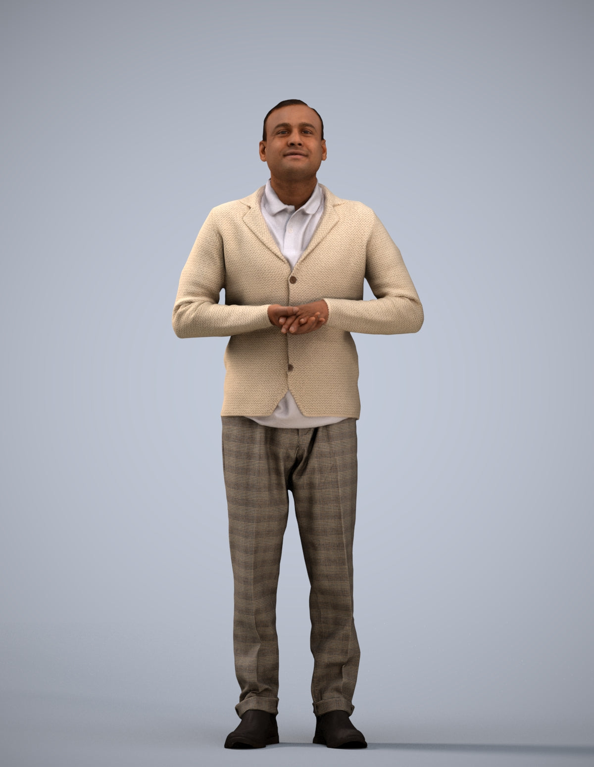 3D scanned man standing business, photorealistic archviz people for Enscape and SketchUp