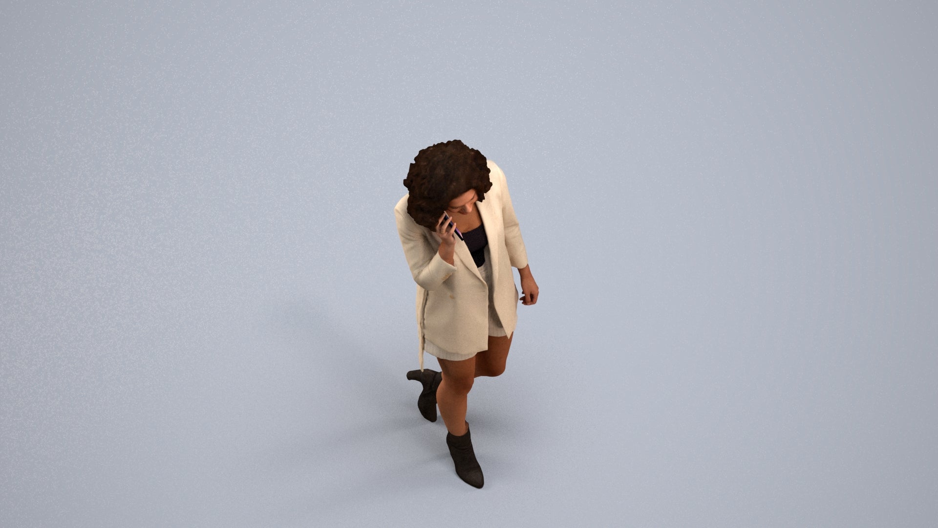 3D scanned woman walking business, photorealistic archviz people for Enscape and SketchUp, back view render