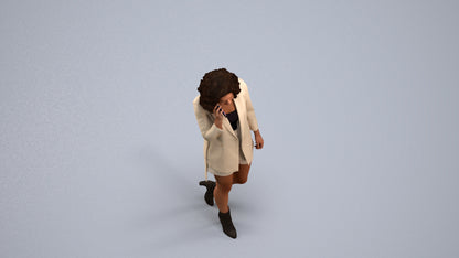 3D scanned woman walking business, photorealistic archviz people for Enscape and SketchUp, back view render