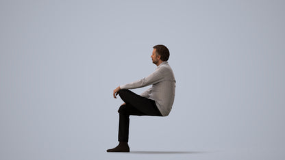 photogrammetry 3D man business, realistic human model archviz FBX, three-quarter view render