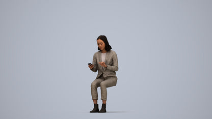 realistic 3D human woman business, archviz people FBX OBJ for Blender, top-down view render