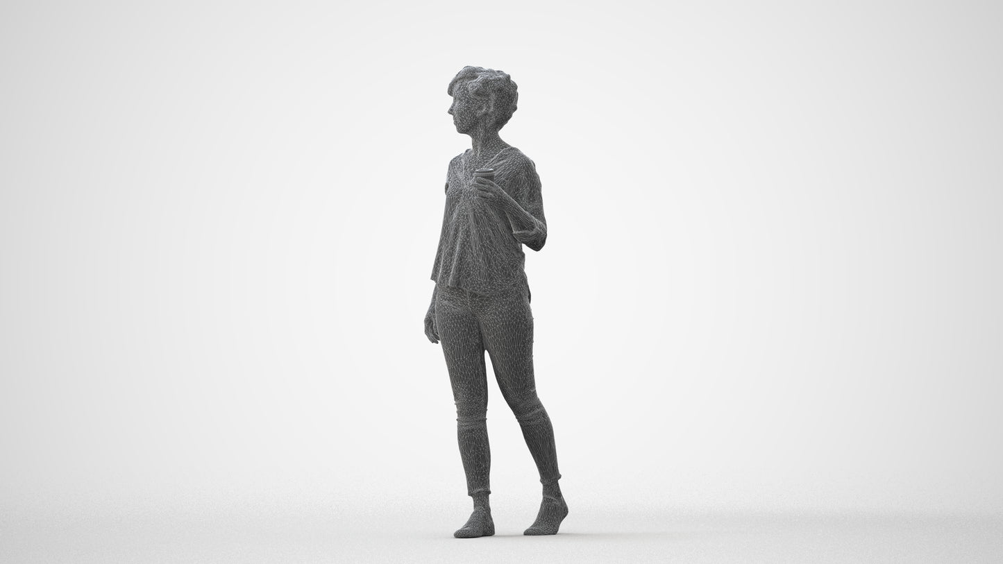 scanned 3D woman casual walking, photogrammetry people for Enscape and V-Ray, square thumbnail