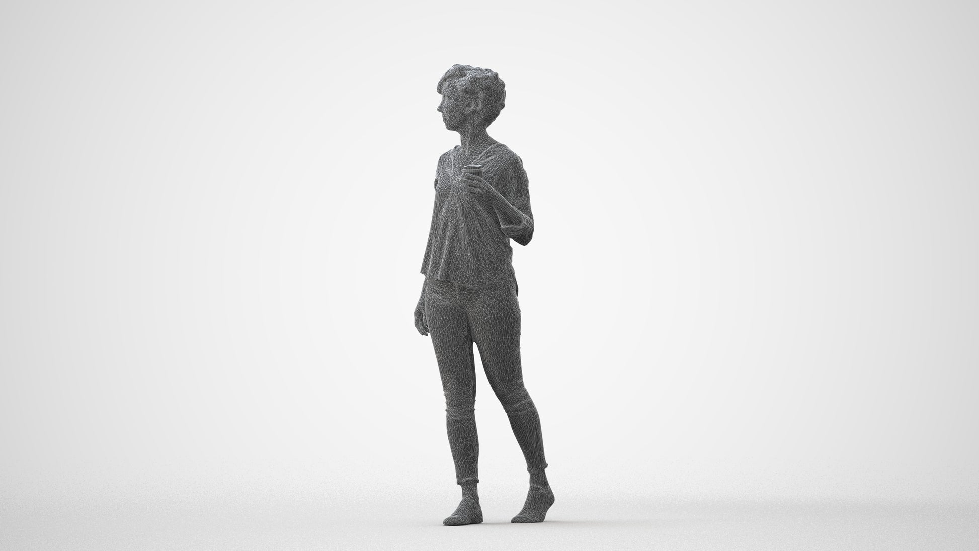scanned 3D woman casual walking, photogrammetry people for Enscape and V-Ray, square thumbnail