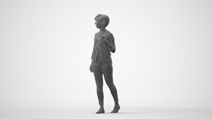 scanned 3D woman casual walking, photogrammetry people for Enscape and V-Ray, square thumbnail