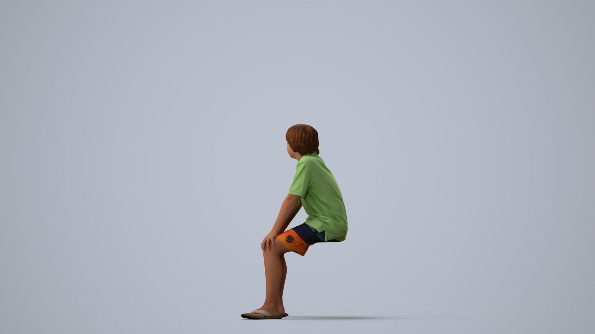 scanned 3D boy kids, photogrammetry people for Enscape and V-Ray, three-quarter view render