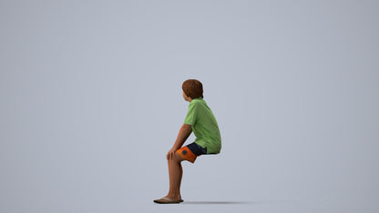 scanned 3D boy kids, photogrammetry people for Enscape and V-Ray, three-quarter view render