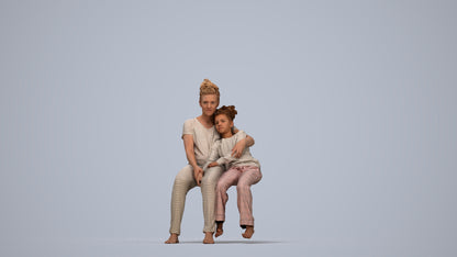 realistic 3D girl kids, scanned archviz people for Blender and 3ds Max, top-down view render