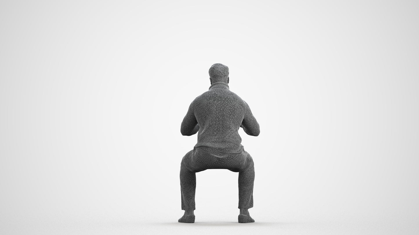 3D people model man casual business, scanned human for 3ds Max rendering, wireframe front view
