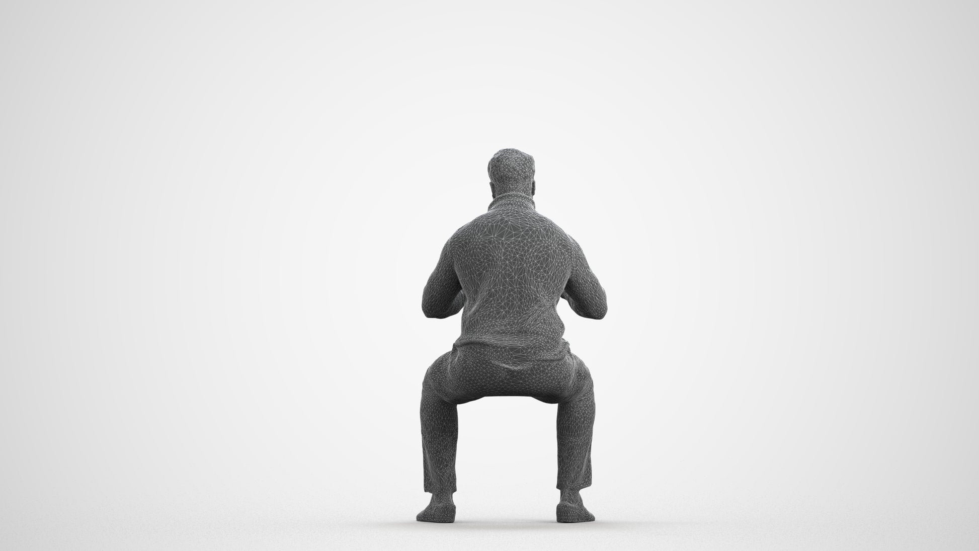 3D people model man casual business, scanned human for 3ds Max rendering, wireframe front view