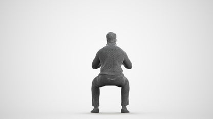 3D people model man casual business, scanned human for 3ds Max rendering, wireframe front view