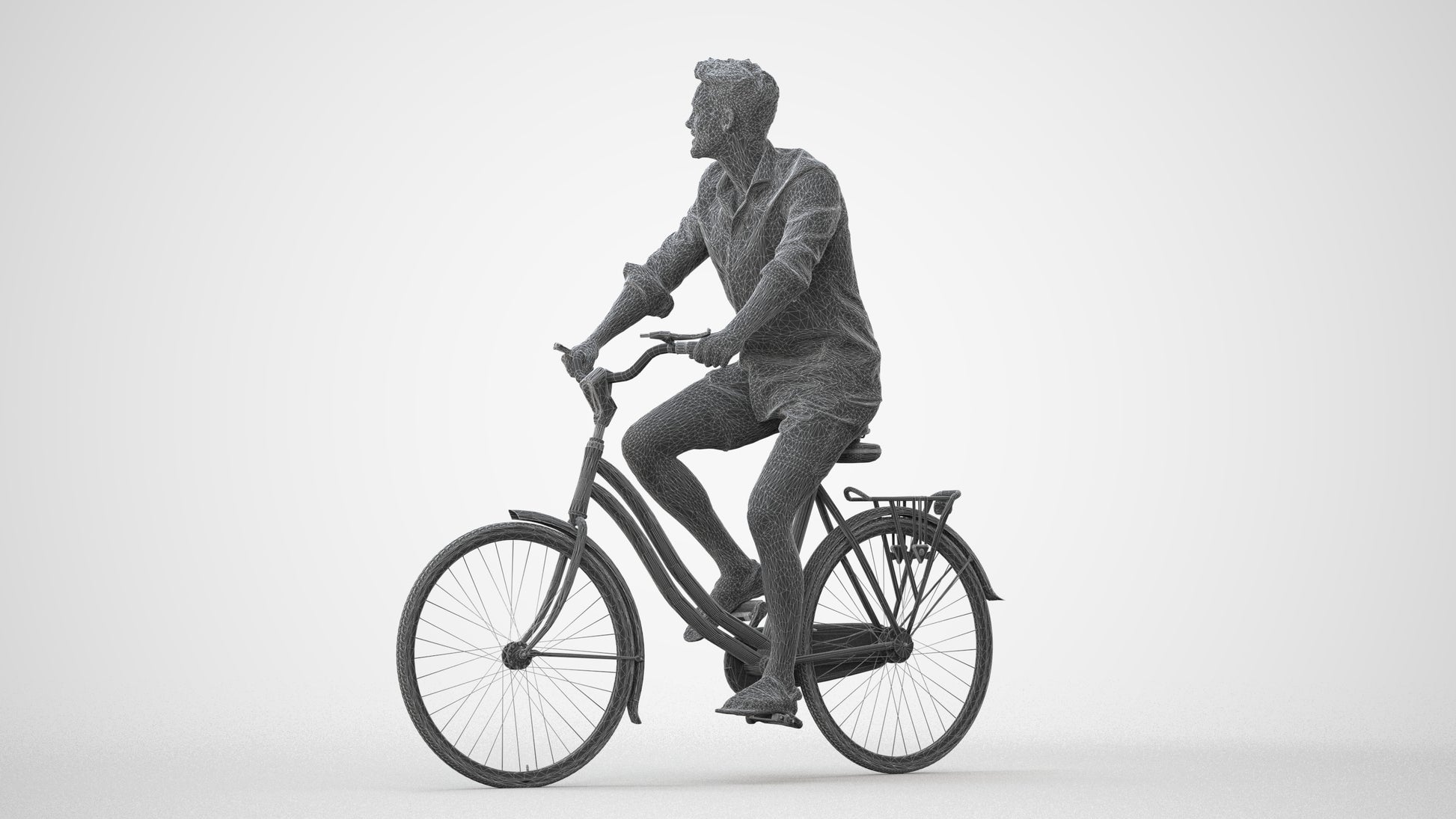 3D scanned man cycling casual, photorealistic archviz people for Enscape and SketchUp, square thumbnail