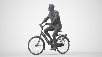 3D scanned man cycling casual, photorealistic archviz people for Enscape and SketchUp, square thumbnail