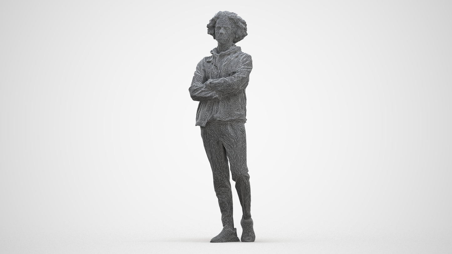 scanned 3D man casual standing, photogrammetry people for Enscape and V-Ray, three-quarter front view render