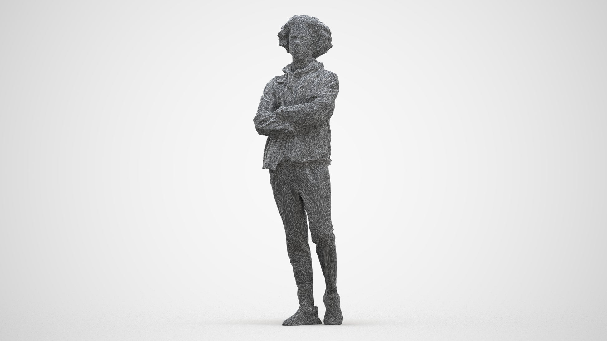 scanned 3D man casual standing, photogrammetry people for Enscape and V-Ray, three-quarter front view render