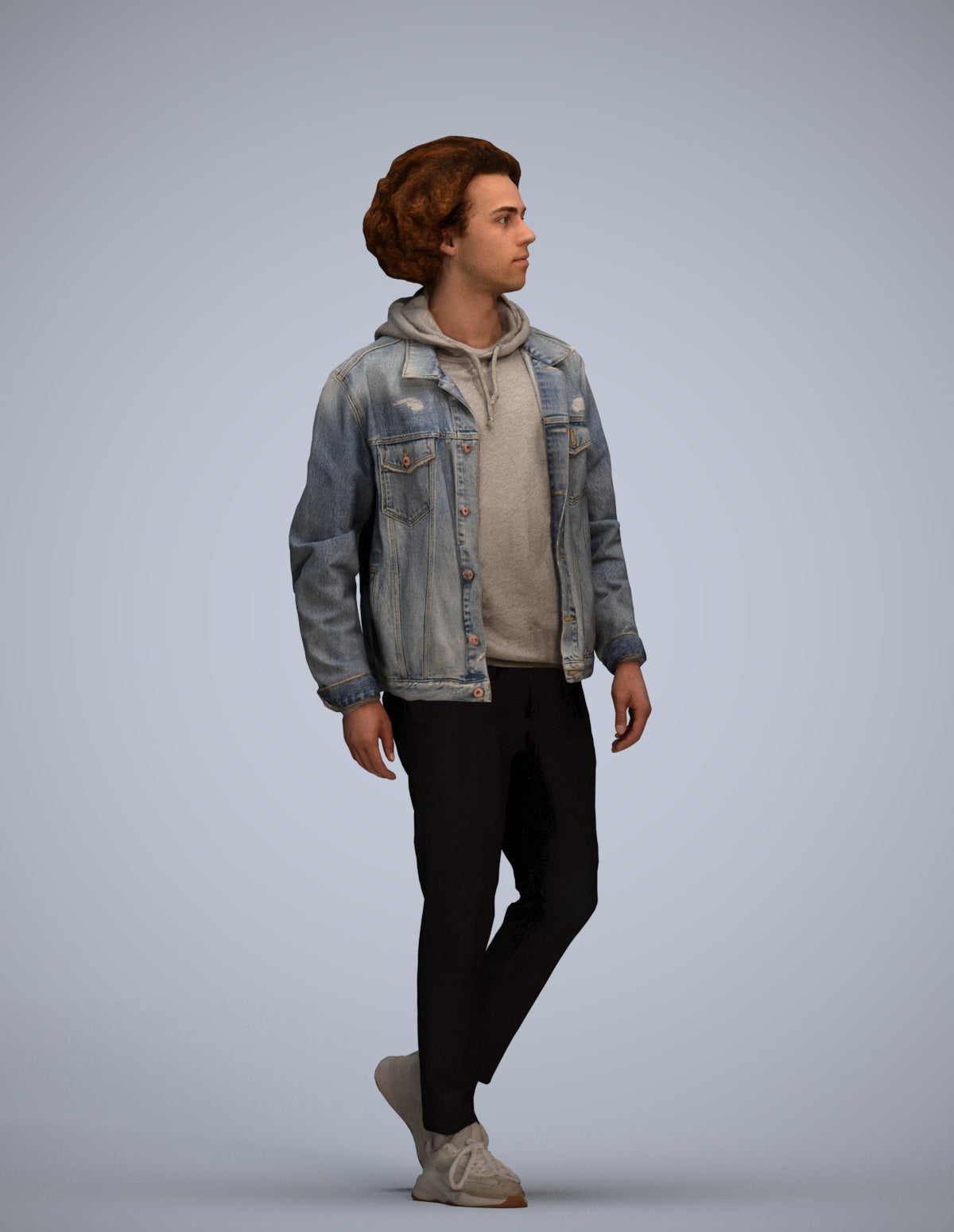 realistic 3D human man casual walking, archviz people FBX OBJ for Blender
