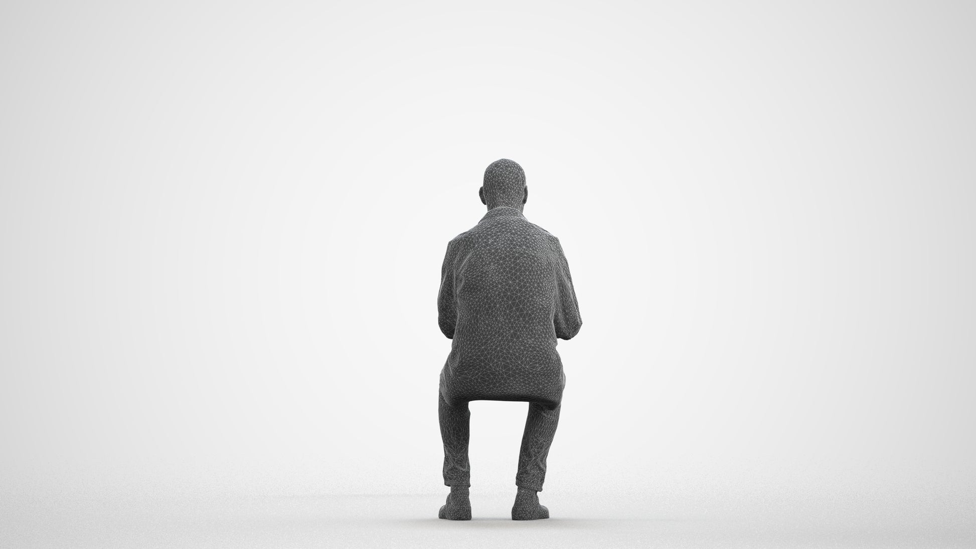scanned 3D senior man medical, photogrammetry people for Enscape and V-Ray, wireframe front view