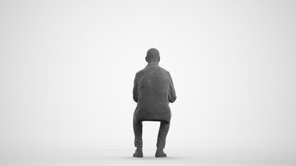 scanned 3D senior man medical, photogrammetry people for Enscape and V-Ray, wireframe front view
