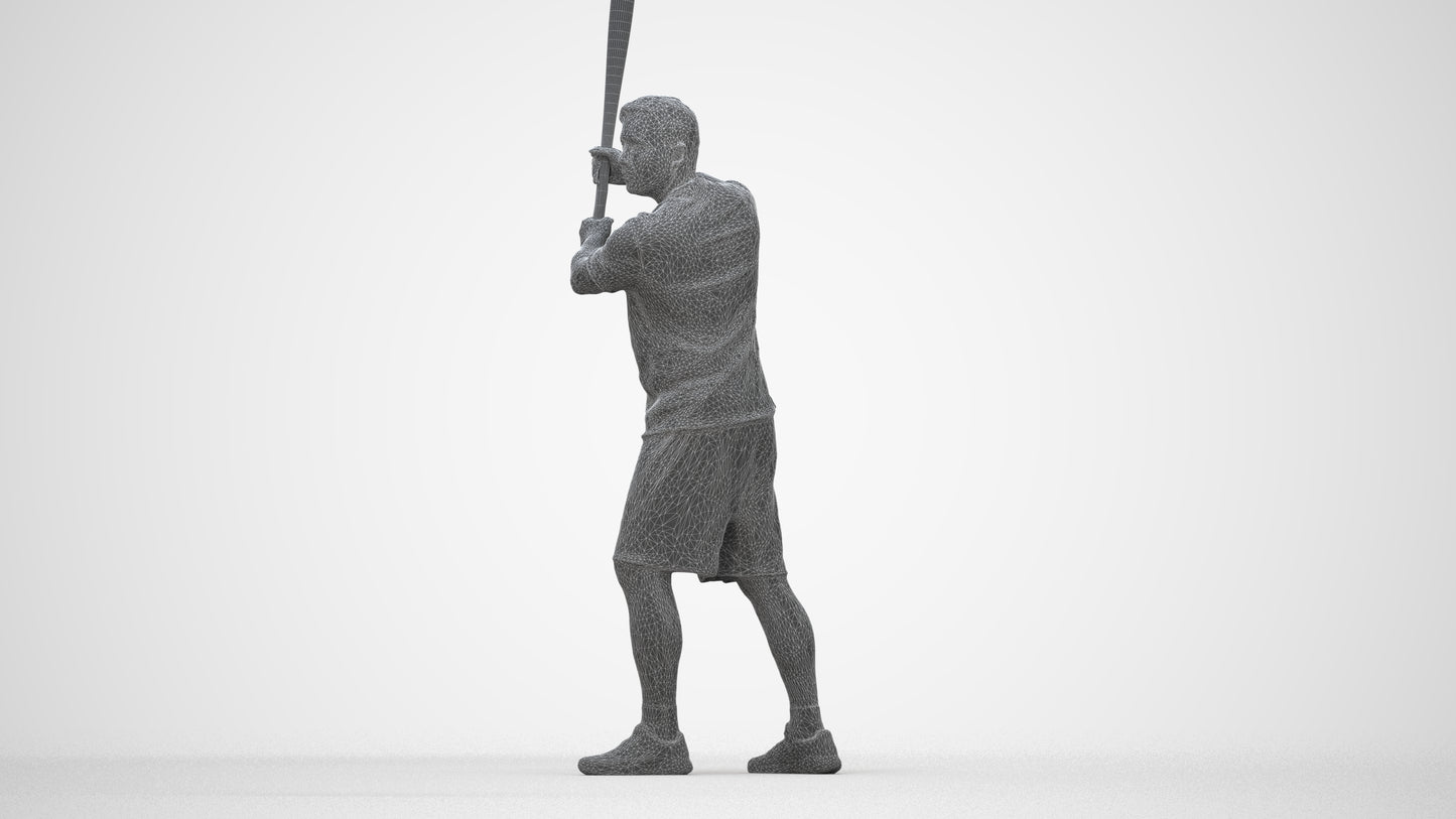 3D scanned man sport, photorealistic archviz people for Enscape and SketchUp, wireframe back view