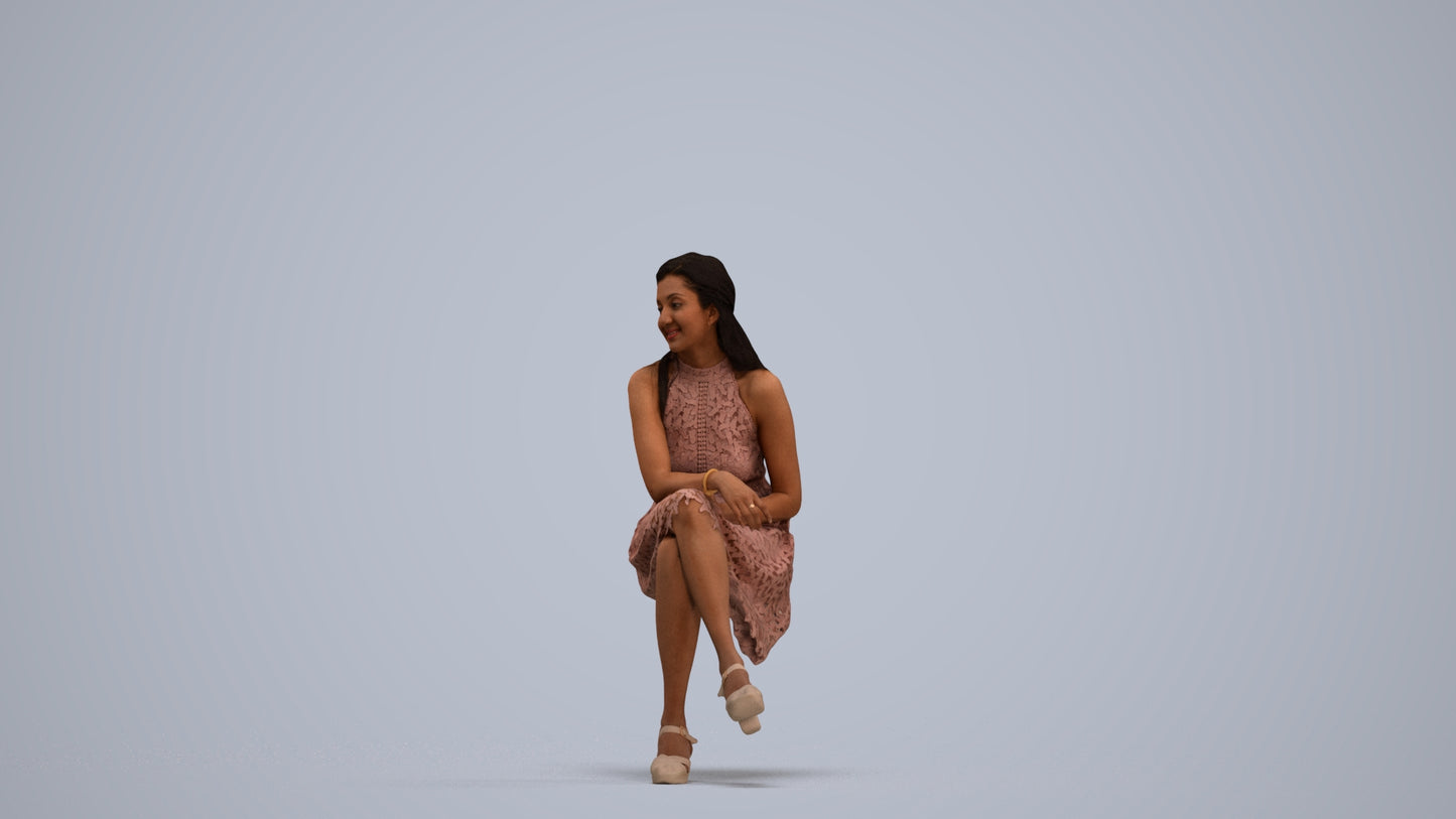 realistic 3D people woman formal sitting, render-ready for V-Ray and Corona, FBX OBJ, standing pose render