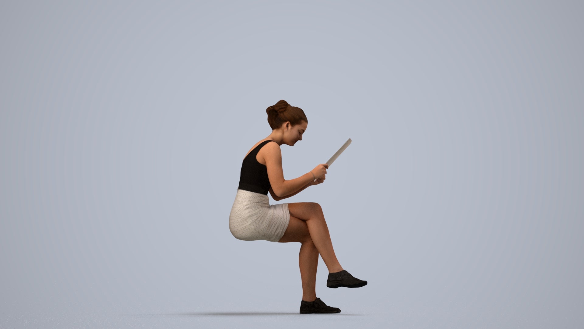 realistic 3D people girl casual kids, render-ready for V-Ray and Corona, FBX OBJ, side view render