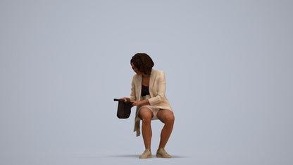 3D people model woman business sitting, scanned human for 3ds Max rendering, standing pose render