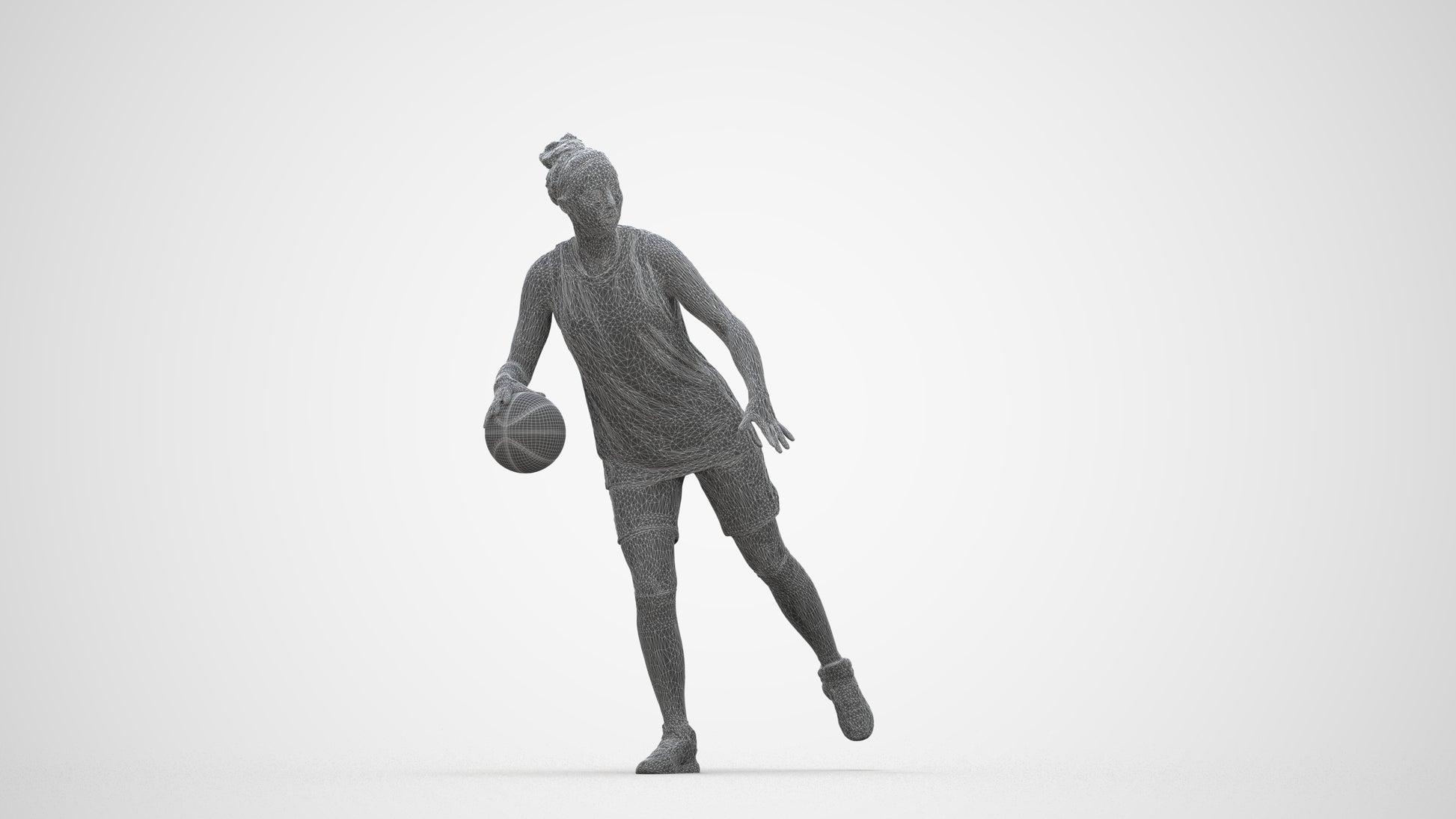 realistic 3D people woman sport, render-ready for V-Ray and Corona, FBX OBJ, wireframe back view