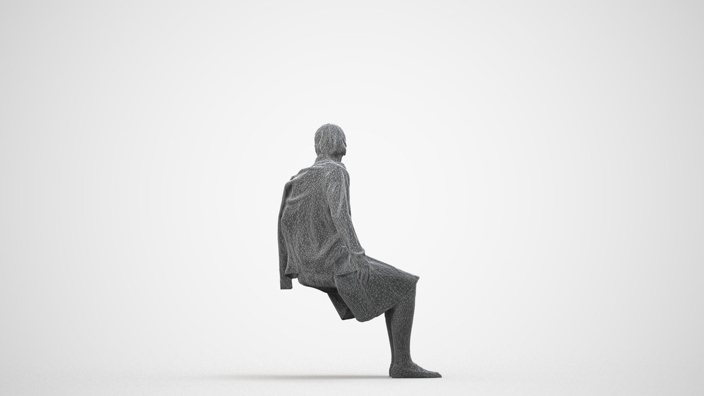 realistic 3D human girl kids, archviz people FBX OBJ for Blender, wireframe side view