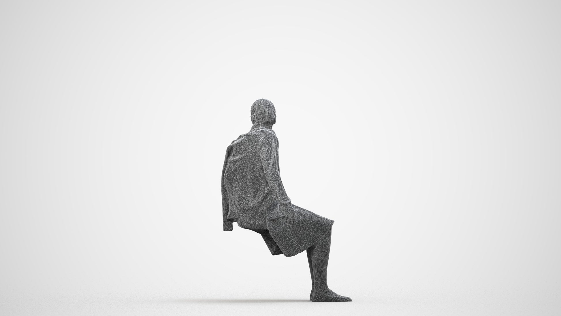 realistic 3D human girl kids, archviz people FBX OBJ for Blender, wireframe side view