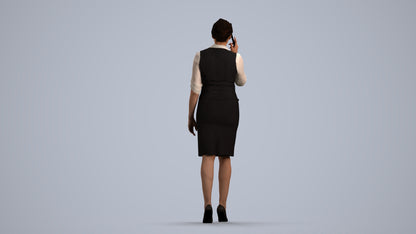 3D people model woman hospitality, scanned human for 3ds Max rendering, front view render