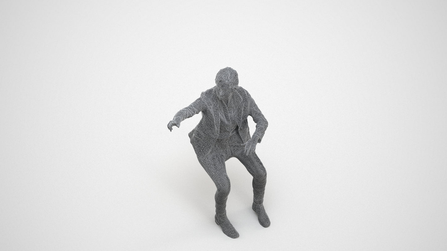 scanned 3D woman business mix, photogrammetry people for Enscape and V-Ray, wireframe three-quarter view