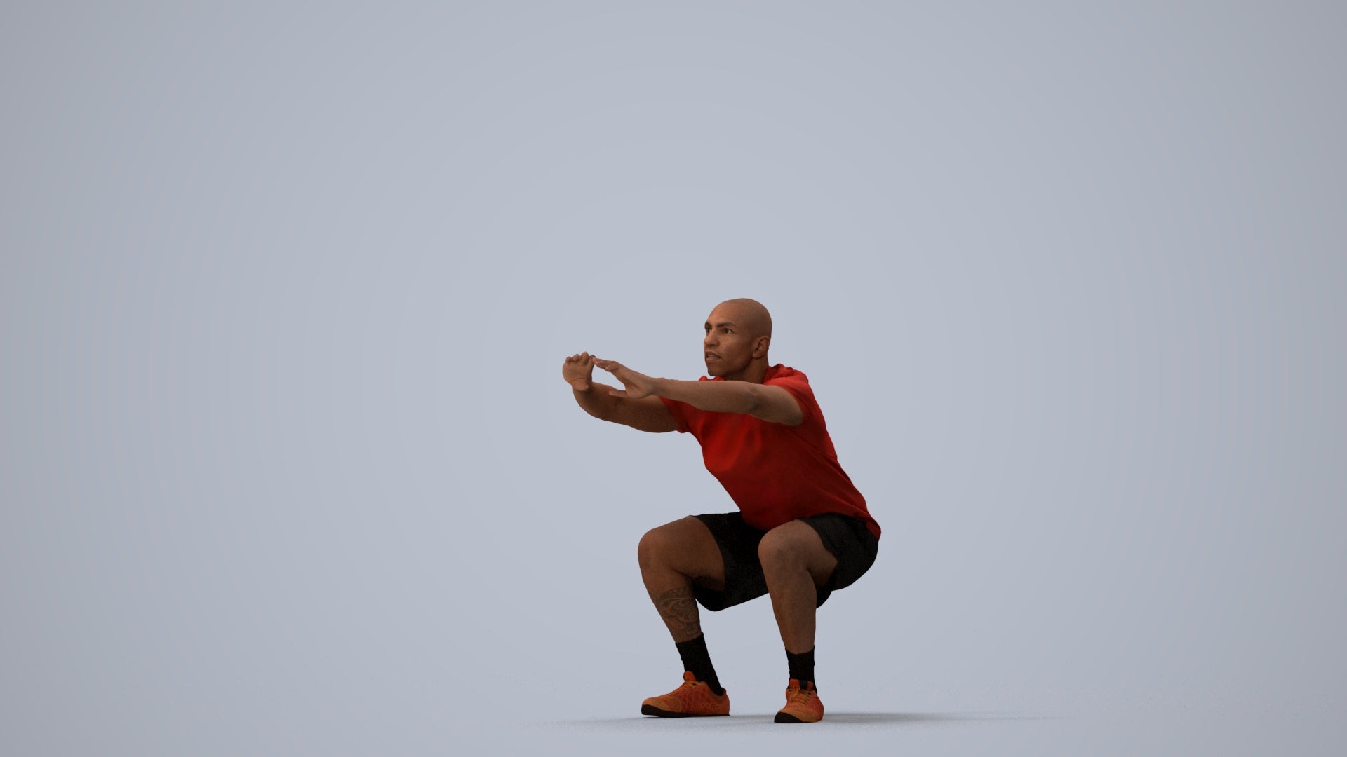 photogrammetry 3D man sport, realistic human model archviz FBX, three-quarter view render