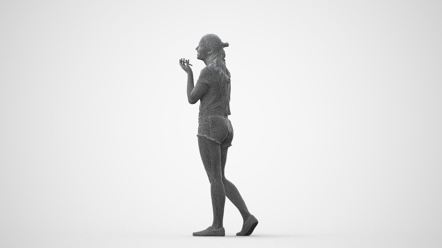 3D people model girl casual standing, scanned human for 3ds Max rendering, square thumbnail