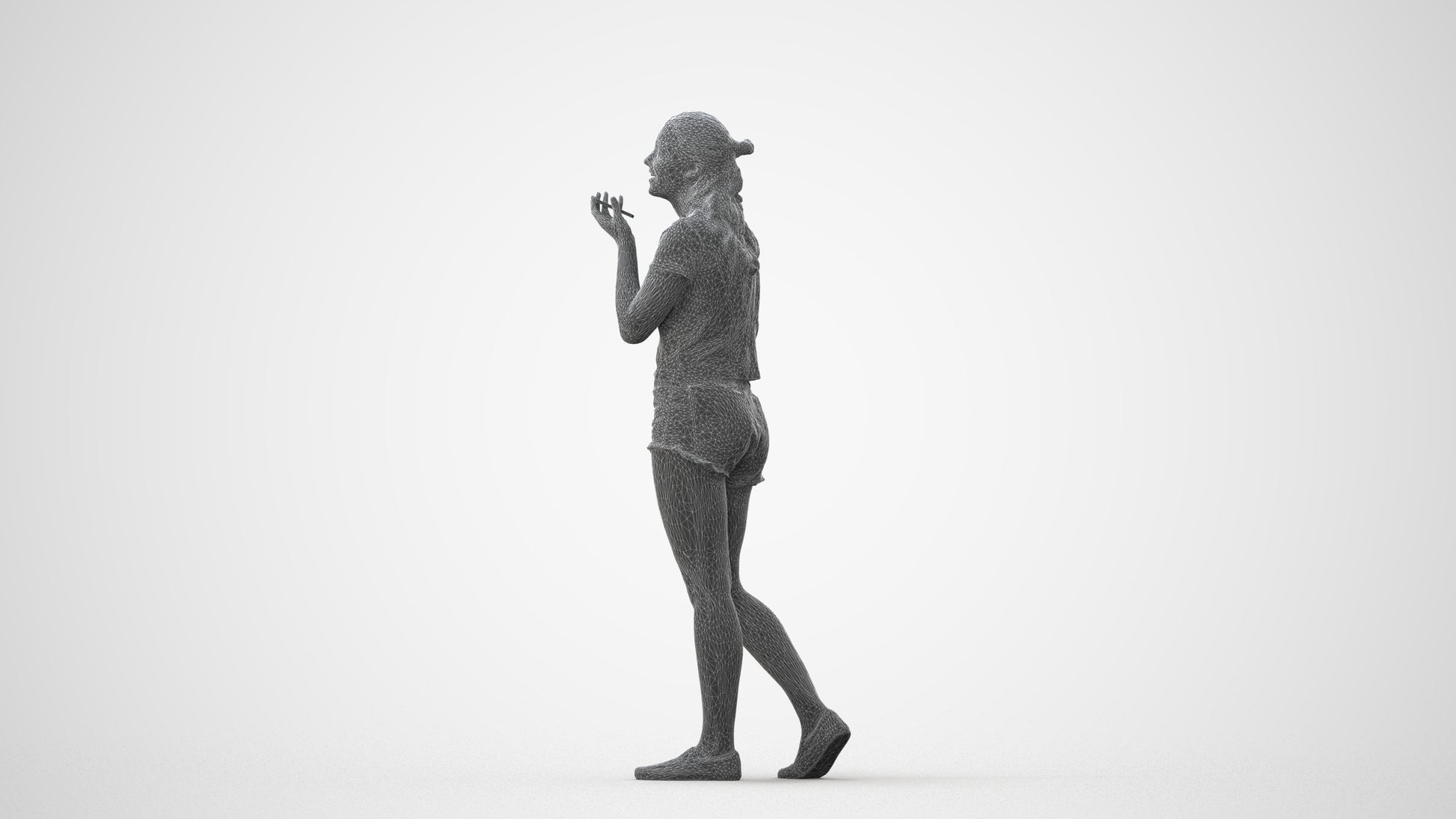 3D people model girl casual standing, scanned human for 3ds Max rendering, square thumbnail