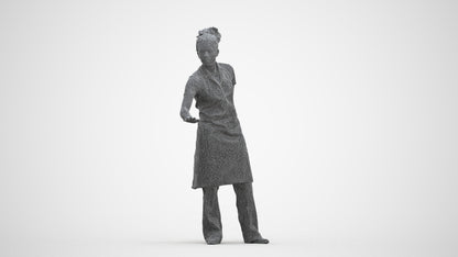 realistic 3D people woman hospitality, render-ready for V-Ray and Corona, FBX OBJ, three-quarter front view render