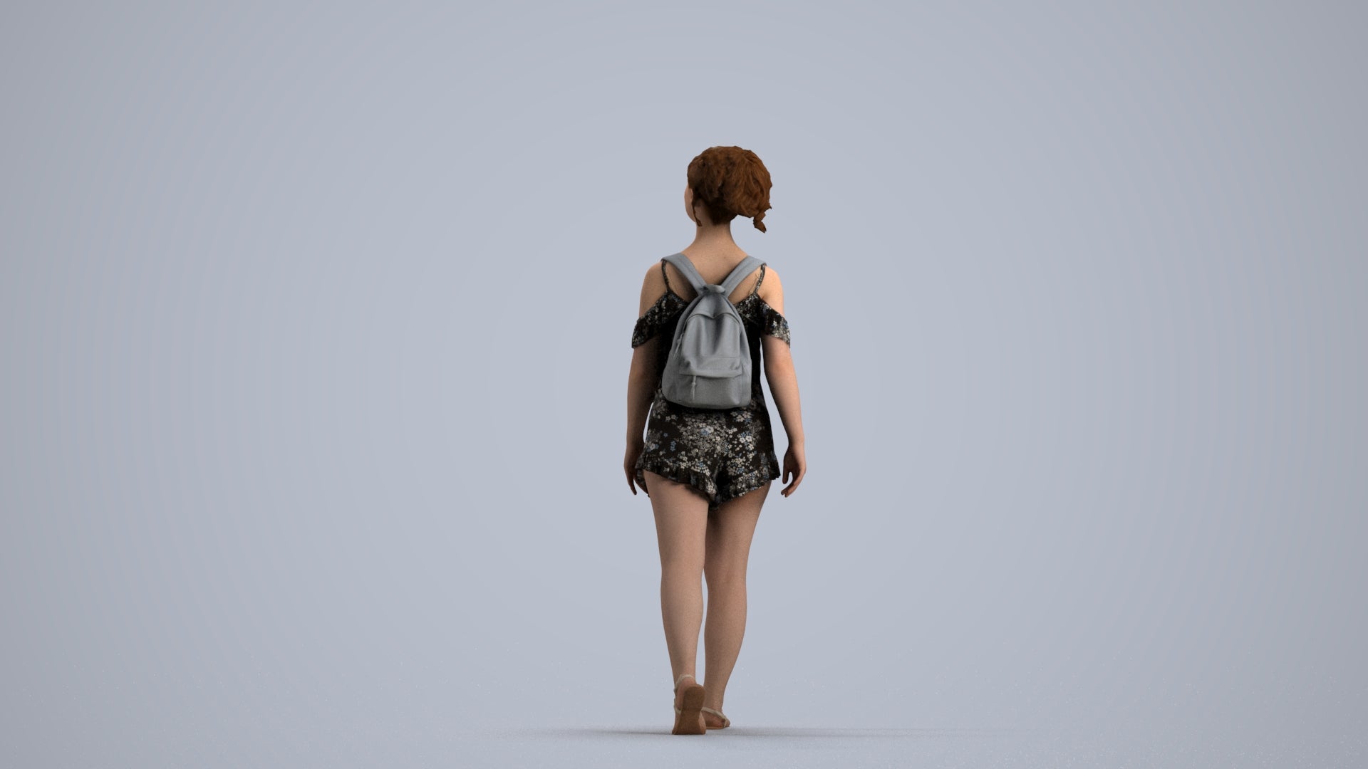 scanned 3D girl casual kids, photogrammetry people for Enscape and V-Ray, front view render