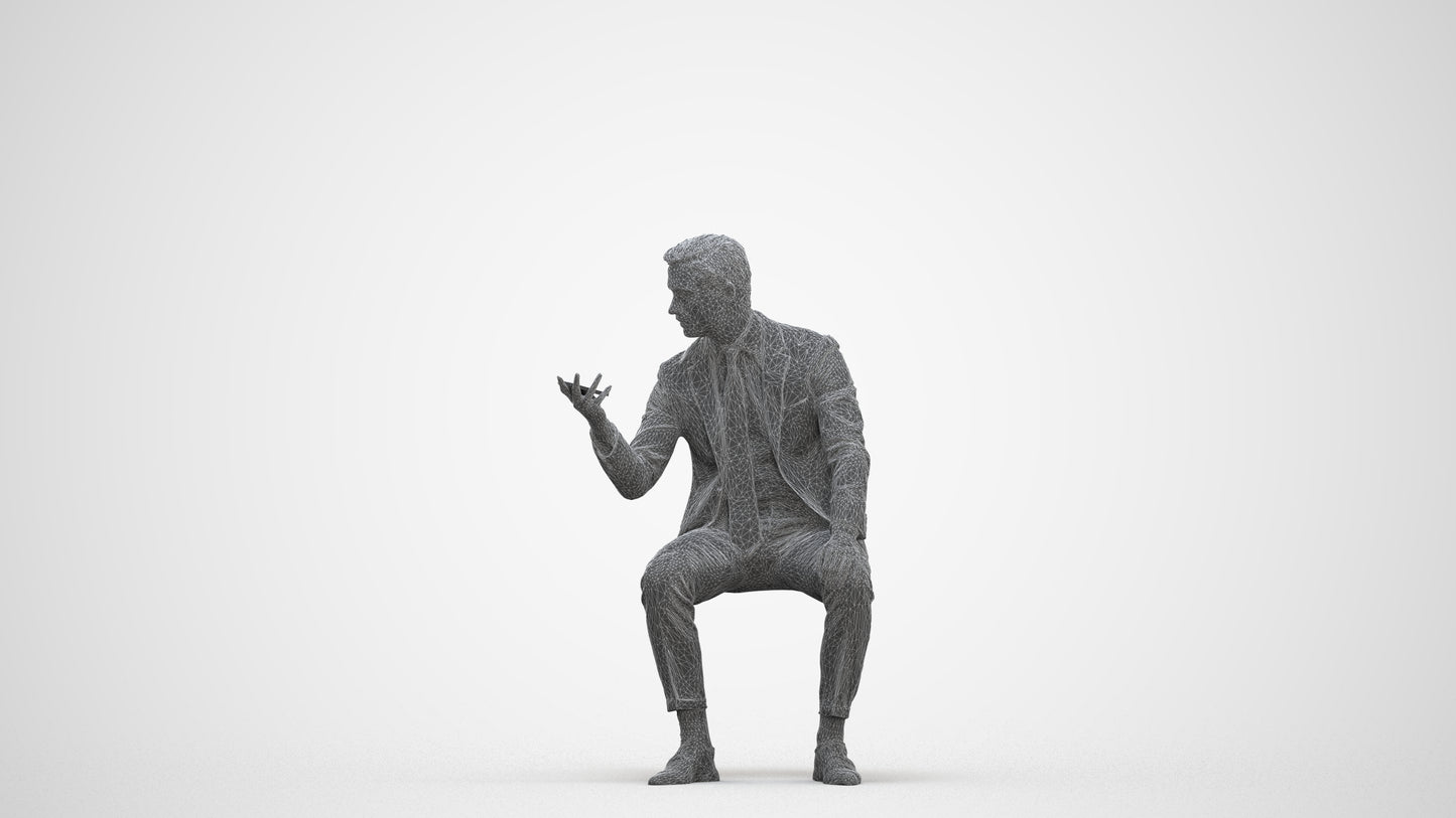 photogrammetry 3D man business, realistic human model archviz FBX, three-quarter front view render