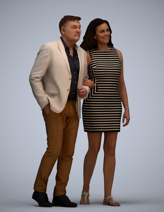 3D human model woman casual kids, photogrammetry scanned person for archviz